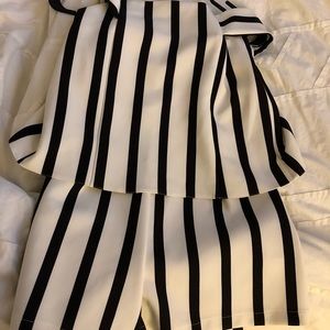Topshop stripe Bardot playsuit